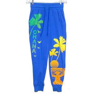 Disney Lilo & Stich Ohana Joggers Lounge Pants Pockets Blue Pull On Womens XS